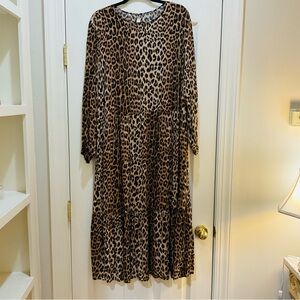 Leopard Print Long Sleeve Dress